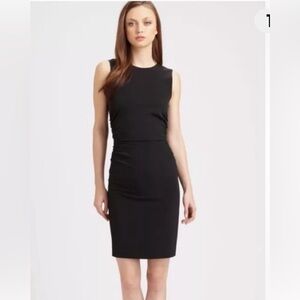 THEORY Elowen Priceless Ruched Womens Black Dress Sleeveless Size 8